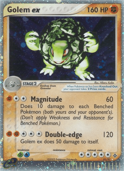 91, EX: Dragon, Fighting, Grass[×2], Holofoil, Ultra Rare, Water[×2] Golem ex (91/97) [EX: Dragon] - Trading Card World