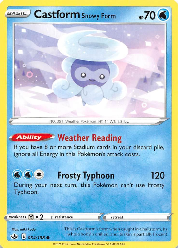 034, Common, Metal [x2], Normal, Reverse Holofoil, Sword & Shield: Chilling Reign, Water Castform Snowy Form (034/198) [Sword & Shield: Chilling Reign] - Trading Card World