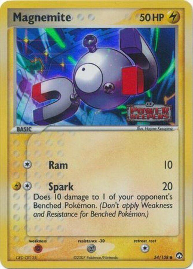 54, Common, EX: Power Keepers, Fighting[×2], Lightning, Metal[-30], Reverse Holofoil Magnemite (54/108) (Stamped) [EX: Power Keepers] - Trading Card World