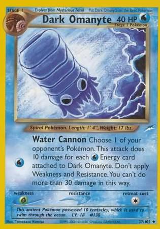 37, Grass[×2], Neo Destiny Unlimited, Normal, Uncommon, Water Dark Omanyte (37/105) [Neo Destiny Unlimited] - Trading Card World