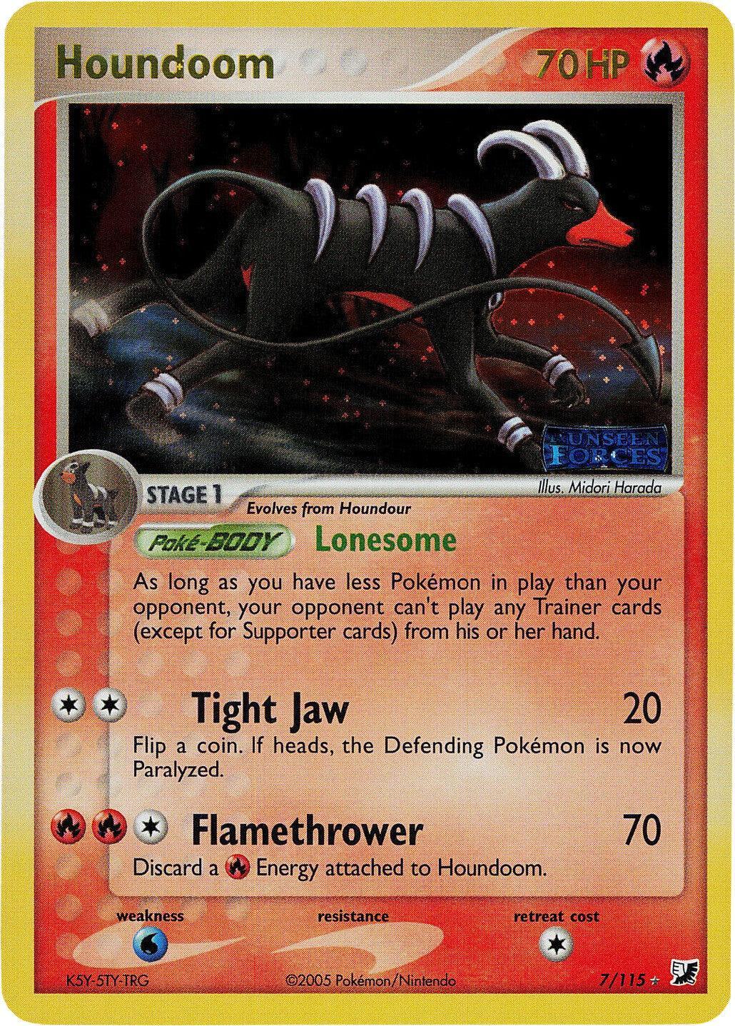 EX: Unseen Forces, Fire, Holo Rare, Reverse Holofoil, Water[×2] Houndoom (7/115) (Stamped) [EX: Unseen Forces] - Trading Card World