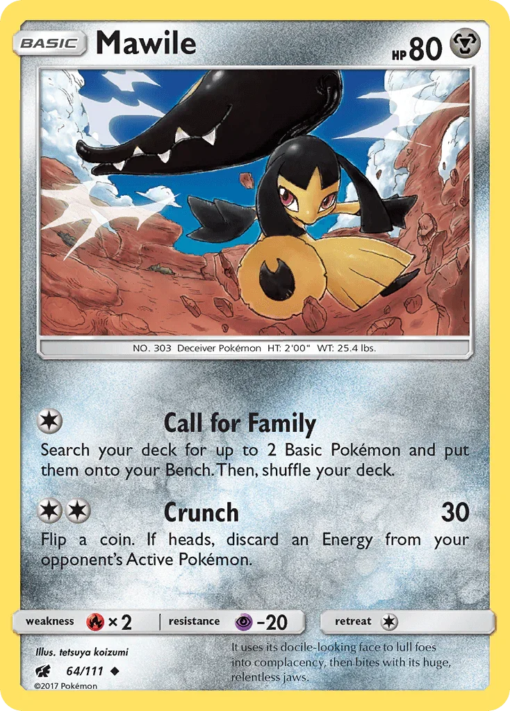 64, Fire[×2], Metal, Normal, Psychic[-20], Reverse Holofoil, Sun & Moon: Crimson Invasion, Uncommon Mawile (64/111) [Sun & Moon: Crimson Invasion] - Trading Card World