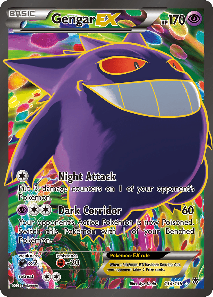 114, Darkness[×2], Fighting[-20], Holofoil, Psychic, Ultra Rare, XY: Phantom Forces Gengar EX (114/119) [XY: Phantom Forces] - Trading Card World