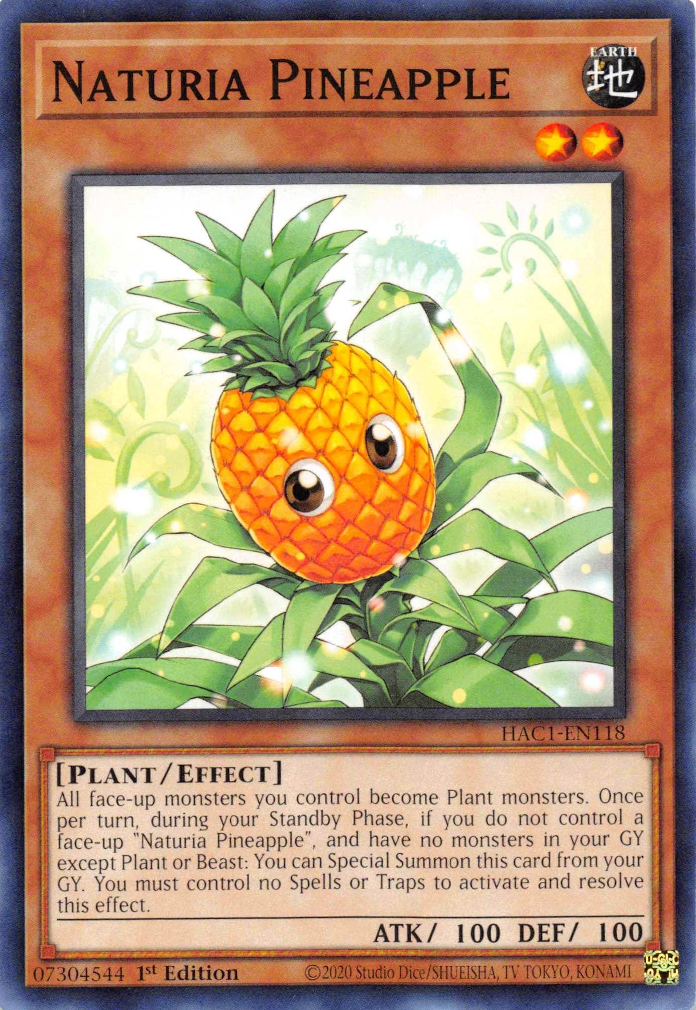 1st Edition, Earth, Effect Monster, Hidden Arsenal: Chapter 1, Parallel Rare, Plant Naturia Pineapple (Duel Terminal) [HAC1-EN118] Parallel Rare - Trading Card World