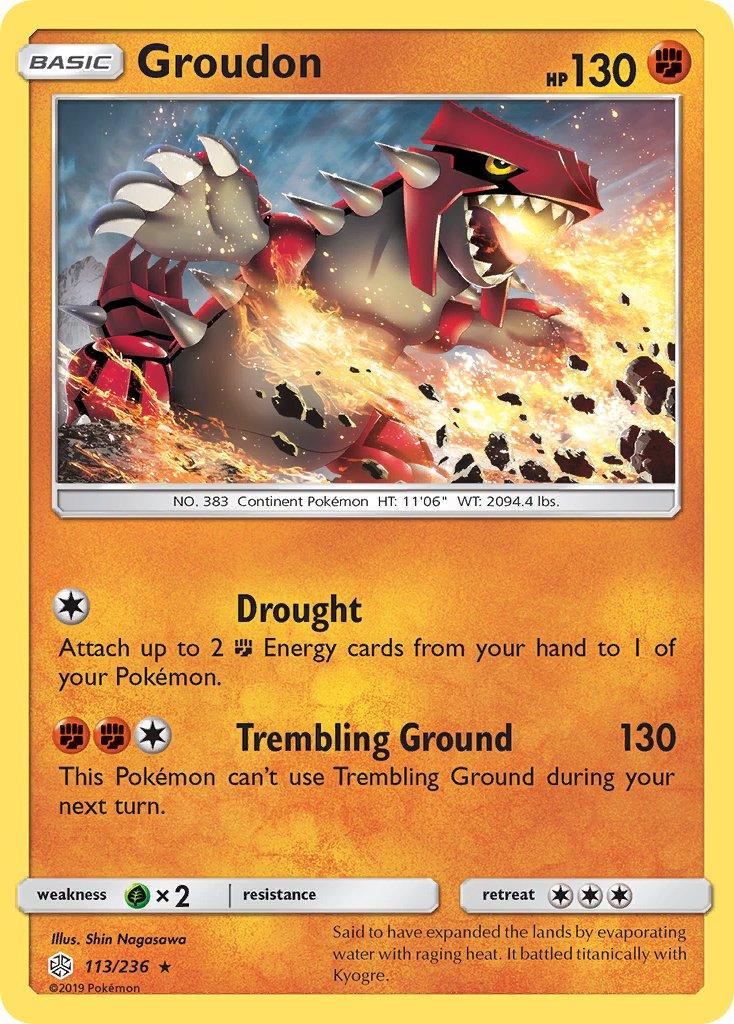113, Fighting, Grass[×2], Holo Rare, Holofoil, Sun & Moon: Cosmic Eclipse Groudon (113/236) (Cracked Ice Holo) (Theme Deck Exclusive) [Sun & Moon: Cosmic Eclipse] - Trading Card World