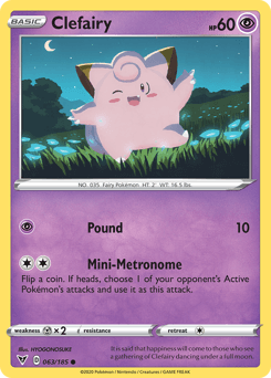 063, Common, Metal[×2], Normal, Psychic, Reverse Holofoil, Sword & Shield: Vivid Voltage Clefairy (063/185) [Sword & Shield: Vivid Voltage] - Trading Card World