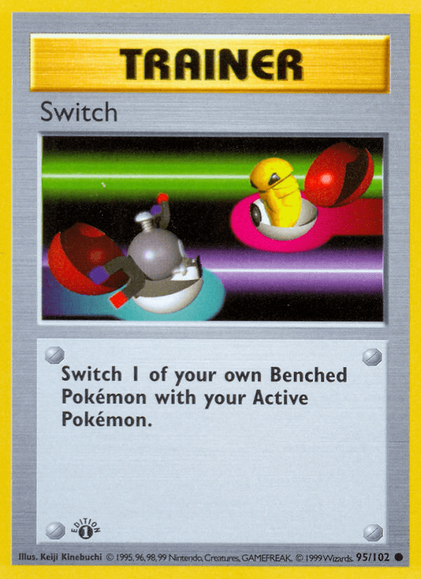 1st Edition Normal, 95, Base Set 1st Edition, Common, Trainer Switch (95/102) (Shadowless) [Base Set 1st Edition] - Trading Card World