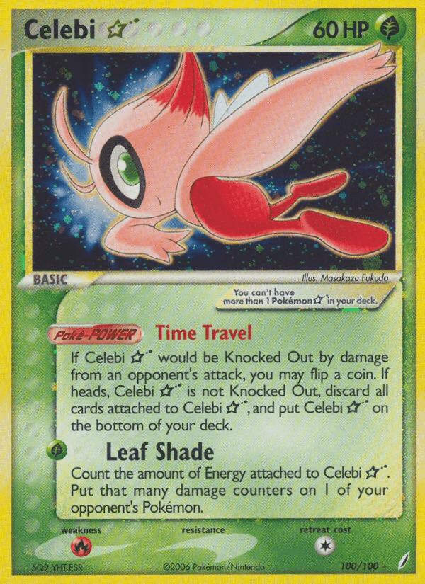 100, EX: Crystal Guardians, Fire[×2], Grass, Holofoil, Ultra Rare Celebi Star (100/100) [EX: Crystal Guardians] - Trading Card World