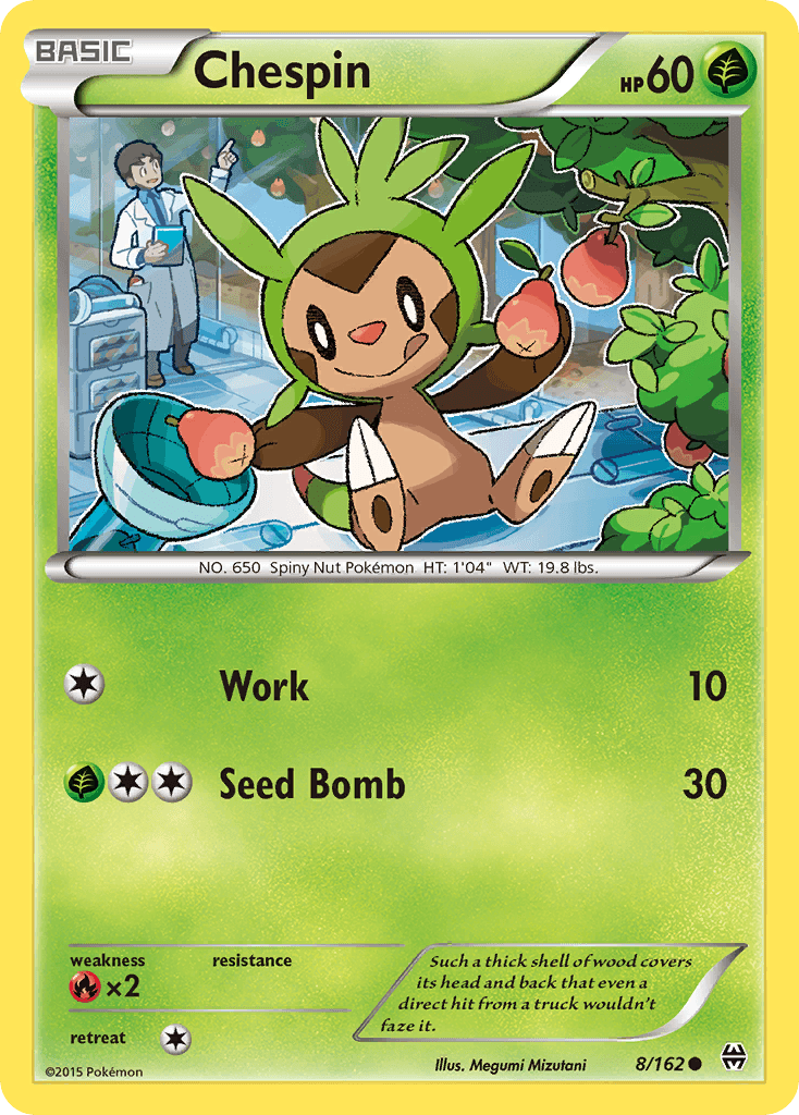 Common, Fire[×2], Grass, Normal, Reverse Holofoil, XY: BREAKthrough Chespin (8/162) [XY: BREAKthrough] - Trading Card World