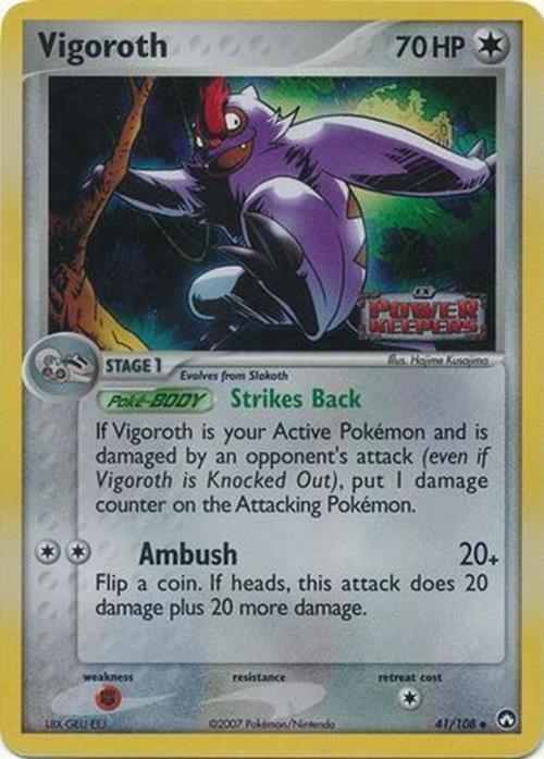 41, Colorless, EX: Power Keepers, Fighting[×2], Reverse Holofoil, Uncommon Vigoroth (41/108) (Stamped) [EX: Power Keepers] - Trading Card World