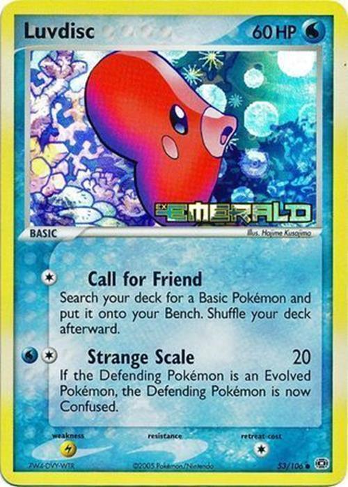53, Common, EX: Emerald, Lightning[×2], Reverse Holofoil, Water Luvdisc (53/106) (Stamped) [EX: Emerald] - Trading Card World