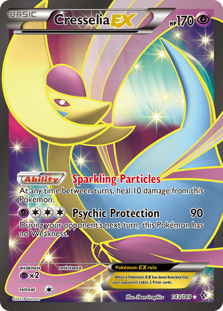 143, Black & White: Boundaries Crossed, Holofoil, Psychic, Psychic[×2], Ultra Rare Cresselia EX (143/149) [Black & White: Boundaries Crossed] - Trading Card World