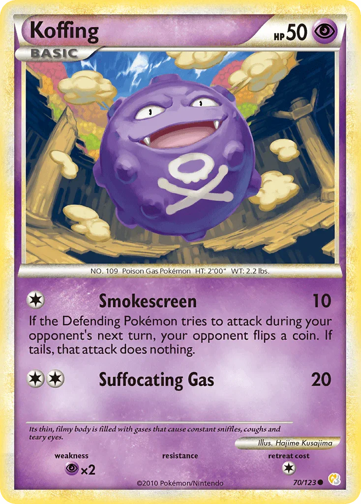 70, Common, HeartGold & SoulSilver: Base Set, Normal, Psychic, Psychic[×2], Reverse Holofoil Koffing (70/123) [HeartGold & SoulSilver: Base Set] - Trading Card World