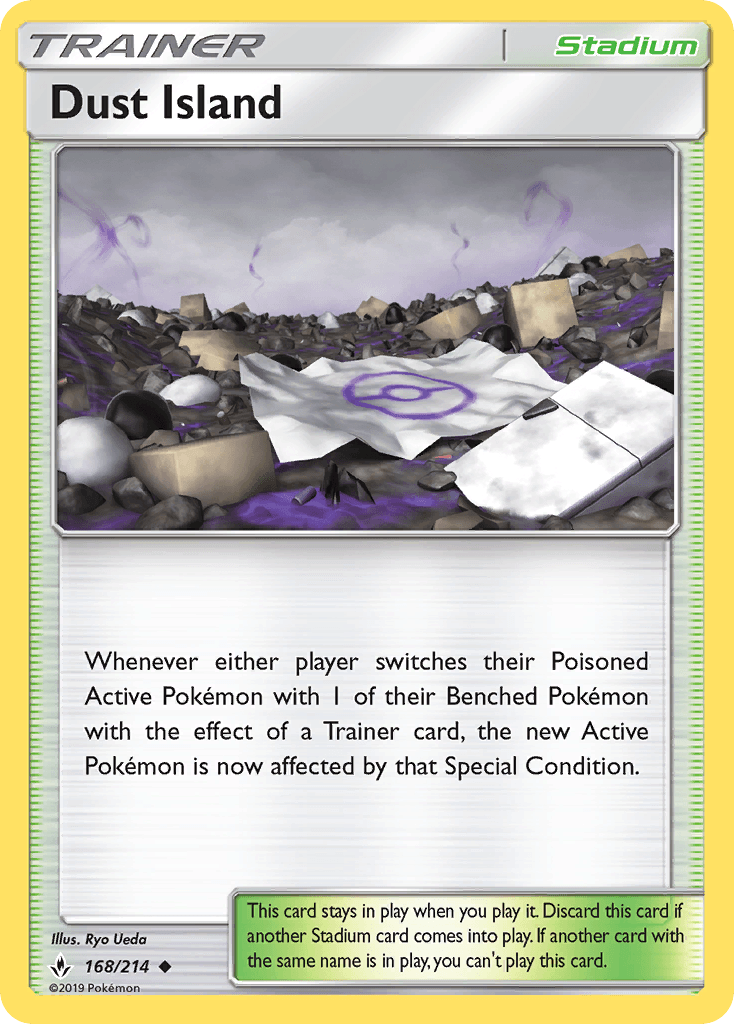 168, Normal, Reverse Holofoil, Stadium, Sun & Moon: Unbroken Bonds, Uncommon Dust Island (168/214) [Sun & Moon: Unbroken Bonds] - Trading Card World