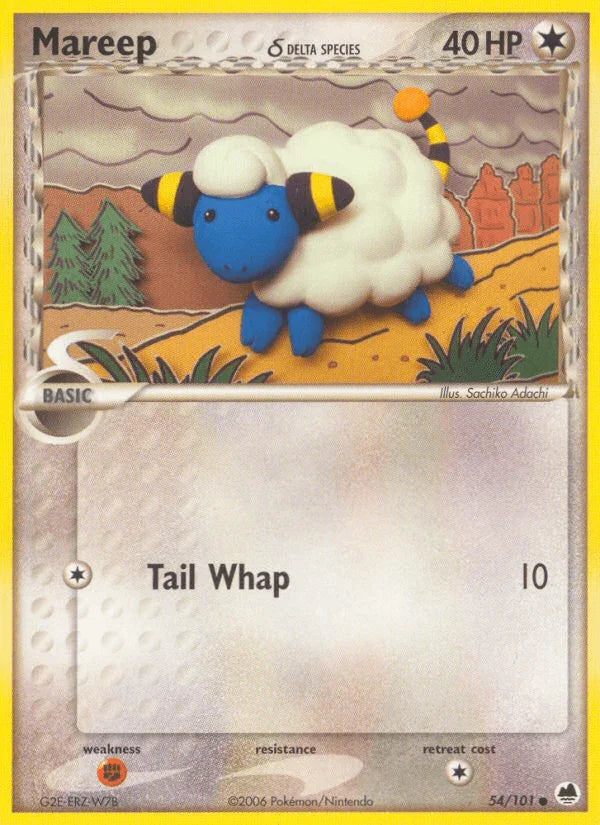 54, Colorless, Common, EX: Dragon Frontiers, Fighting[×2], Normal Mareep (54/101) (Delta Species) [EX: Dragon Frontiers] - Trading Card World