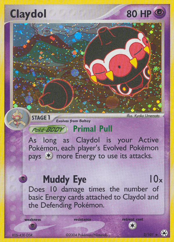 EX: Hidden Legends, Holo Rare, Holofoil, Psychic, Psychic[×2], Reverse Holofoil Claydol (2/101) [EX: Hidden Legends] - Trading Card World