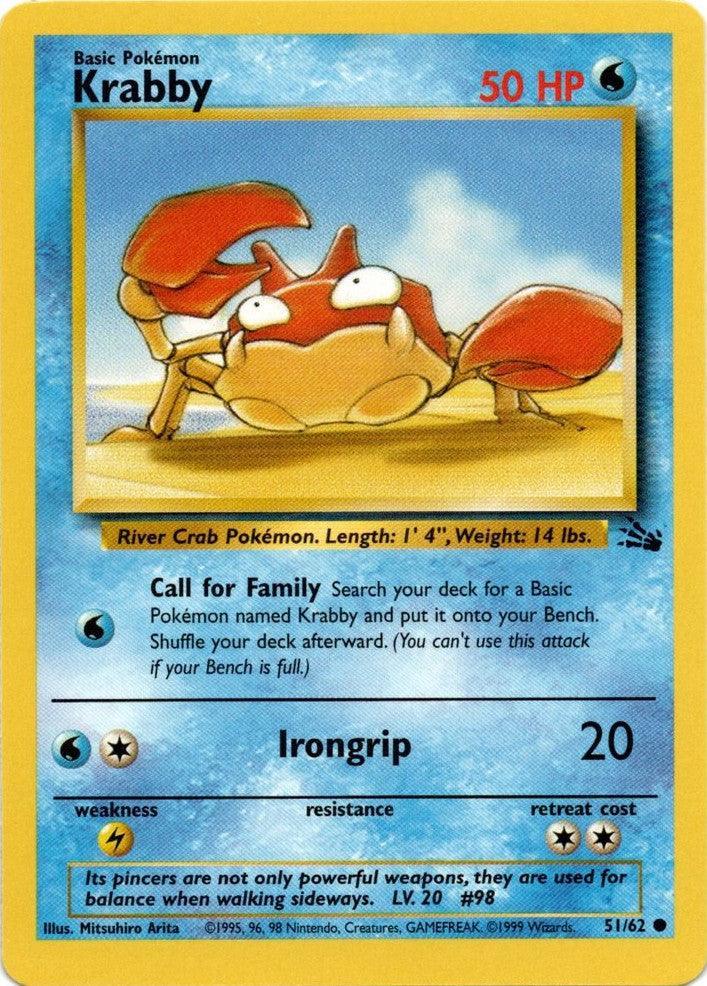51, Common, Fossil Unlimited, Lightning[×2], Normal, Water Krabby (51/62) [Fossil Unlimited] - Trading Card World
