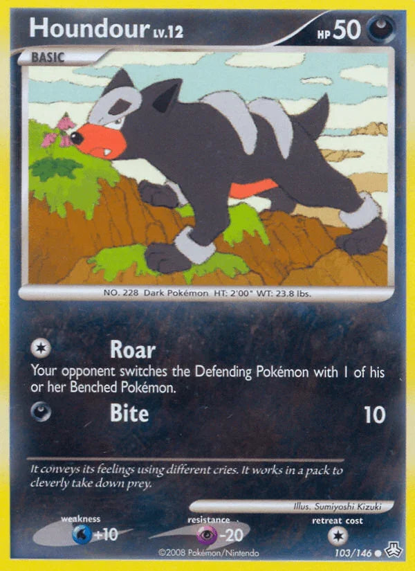 103, Common, Darkness, Diamond & Pearl: Legends Awakened, Normal, Psychic[-20], Reverse Holofoil, Water[+10] Houndour (103/146) [Diamond & Pearl: Legends Awakened] - Trading Card World