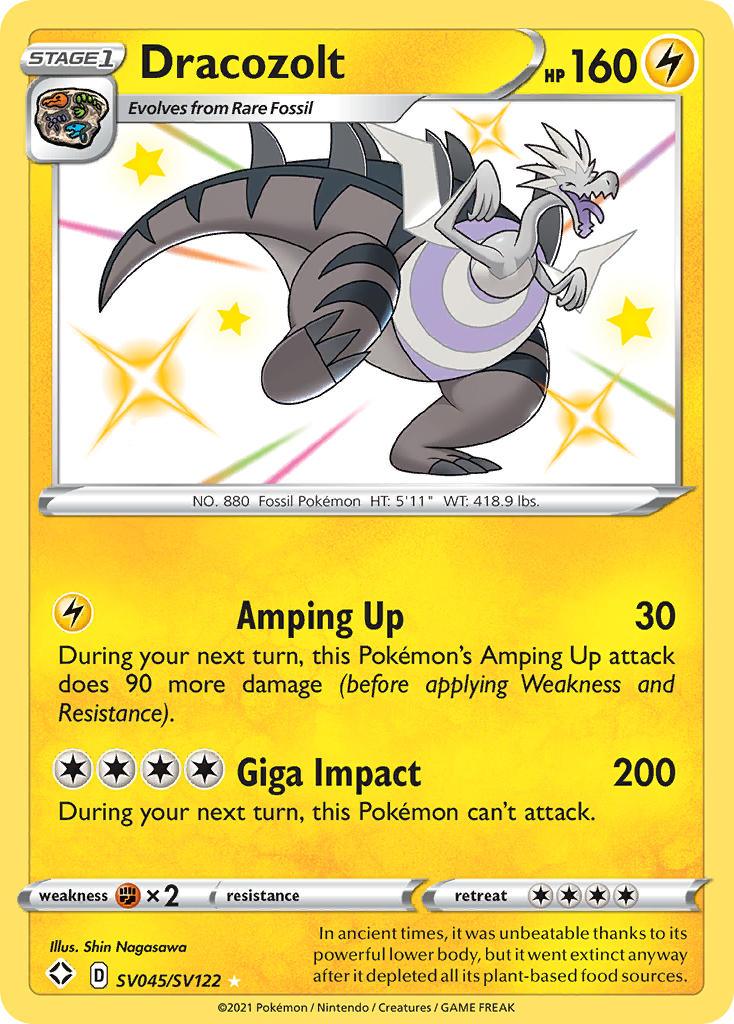 Fighting[×2], Holofoil, Lightning, SV045, Sword & Shield: Shining Fates, Ultra Rare Dracozolt (SV045/SV122) [Sword & Shield: Shining Fates] - Trading Card World