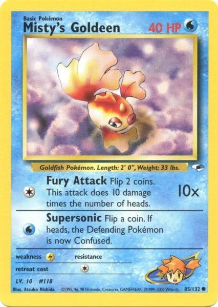 85, Common, Gym Heroes Unlimited, Lightning[×2], Normal, Water Misty's Goldeen (85/132) [Gym Heroes Unlimited] - Trading Card World