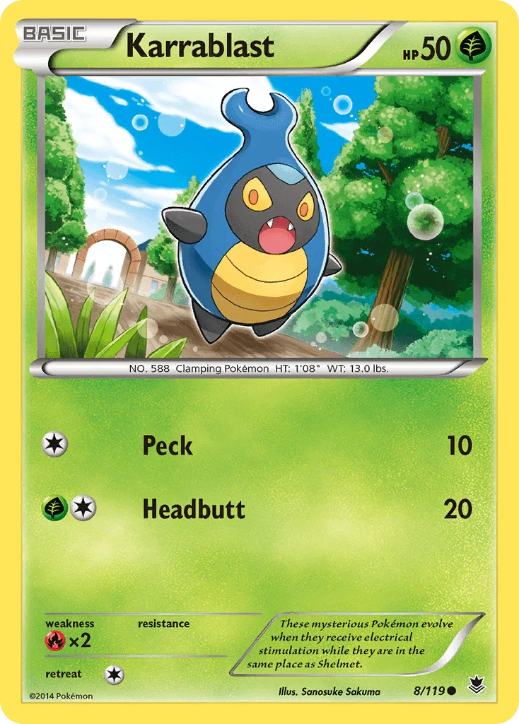 Common, Fire[×2], Grass, Normal, Reverse Holofoil, XY: Phantom Forces Karrablast (8/119) [XY: Phantom Forces] - Trading Card World