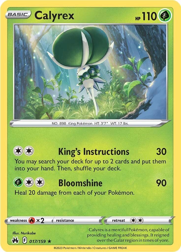 017, Fire [x2], Grass, Holo Rare, Holofoil, Reverse Holofoil, Sword & Shield: Crown Zenith Calyrex (017/159) [Sword & Shield: Crown Zenith] - Trading Card World