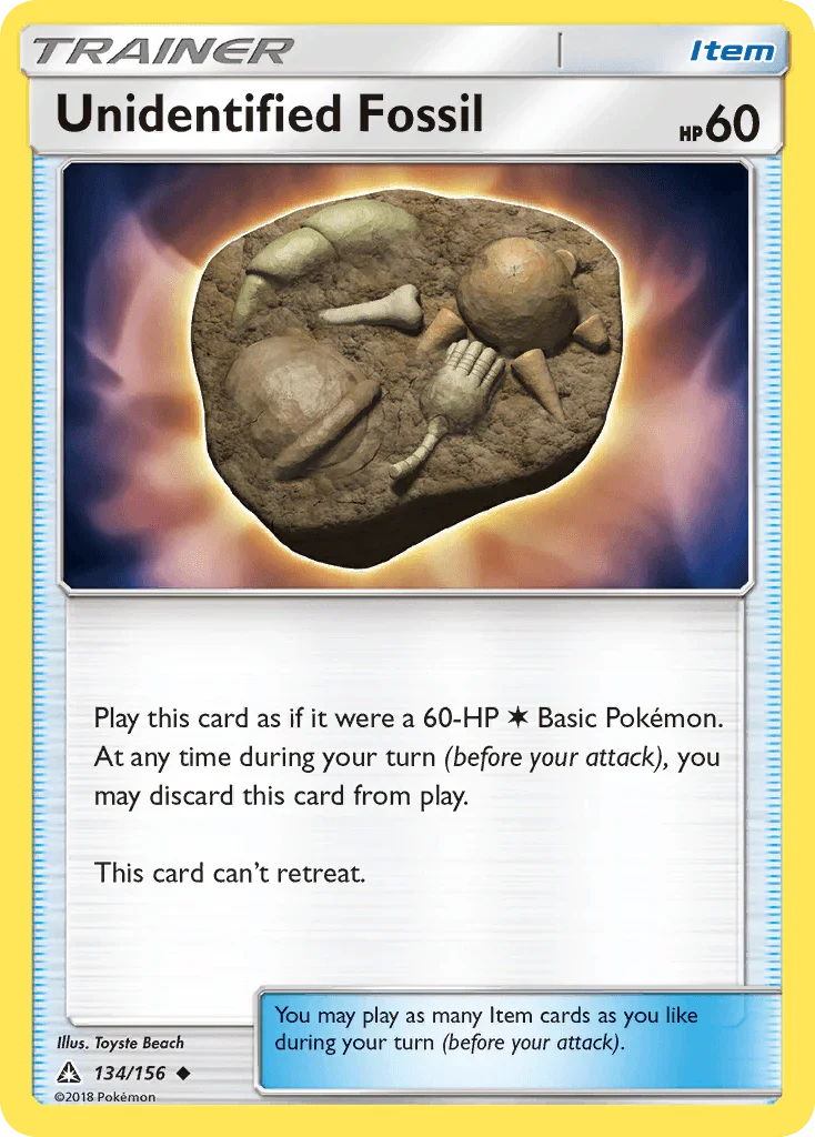 134, Item, Normal, Reverse Holofoil, Sun & Moon: Ultra Prism, Uncommon Unidentified Fossil (134/156) [Sun & Moon: Ultra Prism] - Trading Card World