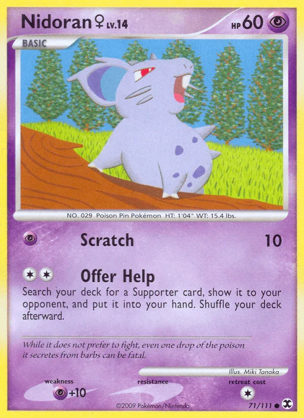 71, Common, Normal, Platinum: Rising Rivals, Psychic, Psychic[+10], Reverse Holofoil Nidoran (71/111) (Female) [Platinum: Rising Rivals] - Trading Card World