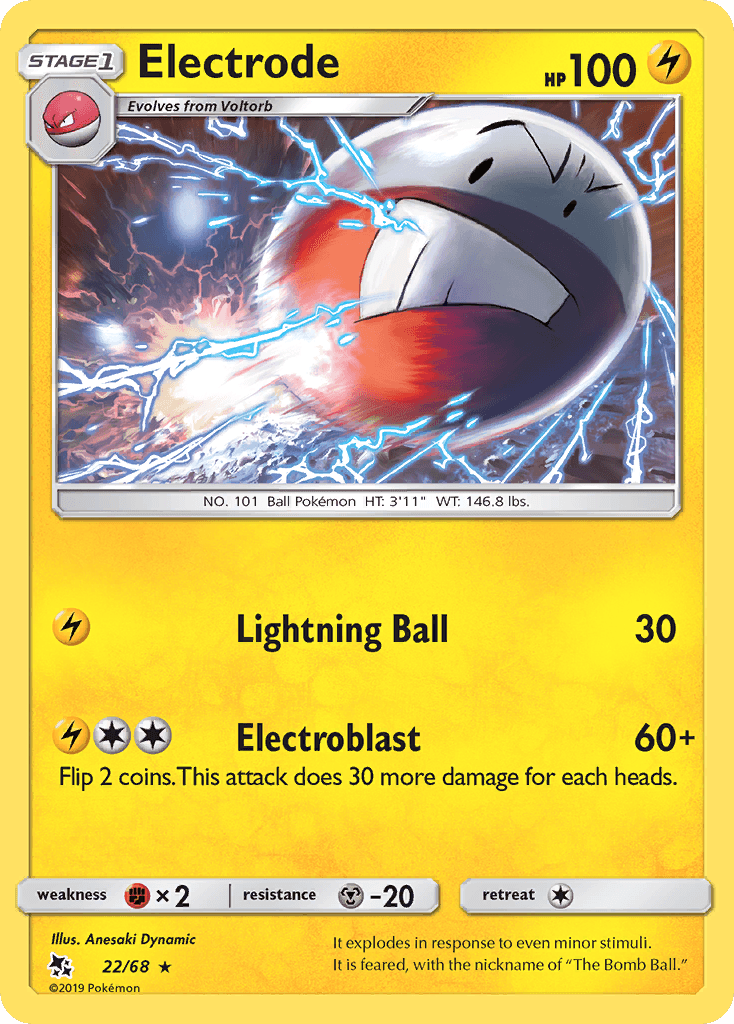 22, Fighting[×2], Lightning, Metal[-20], Normal, Rare, Reverse Holofoil, Sun & Moon: Hidden Fates Electrode (22/68) [Sun & Moon: Hidden Fates] - Trading Card World