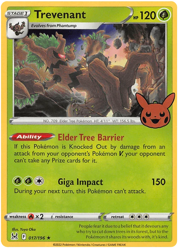 017, Fire [x2], Grass, Holofoil, Promo, Trick or Trade 2023 Trevenant (017/196) [Trick or Trade 2023] - Trading Card World