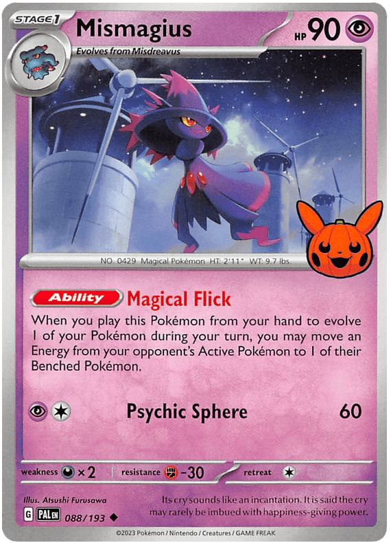 088, Darkness [x2], Fighting [-30], Normal, Promo, Psychic, Trick or Trade 2023 Mismagius (088/193) [Trick or Trade 2023] - Trading Card World