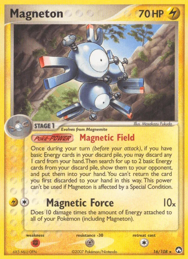 16, EX: Power Keepers, Fighting[×2], Lightning, Metal[-30], Normal, Rare Magneton (16/108) [EX: Power Keepers] - Trading Card World