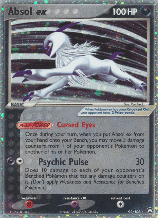 92, Darkness, EX: Power Keepers, Fighting[×2], Holofoil, Psychic[-30], Ultra Rare Absol ex (92/108) [EX: Power Keepers] - Trading Card World