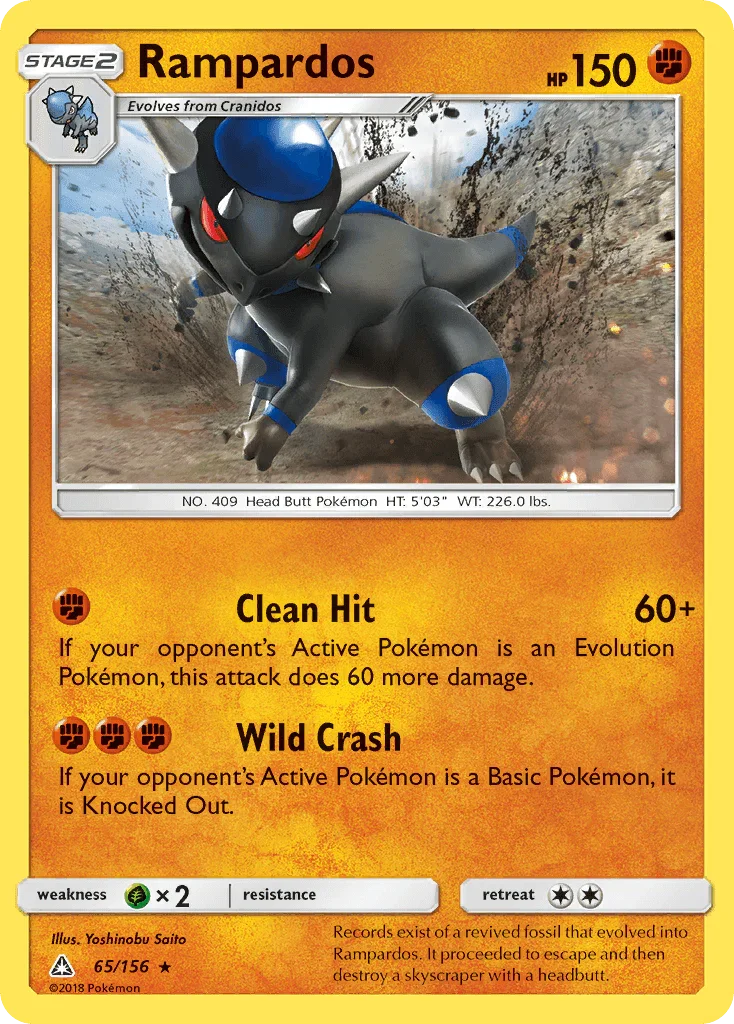 65, Fighting, Grass[×2], Holo Rare, Holofoil, Reverse Holofoil, Sun & Moon: Ultra Prism Rampardos (65/156) [Sun & Moon: Ultra Prism] - Trading Card World