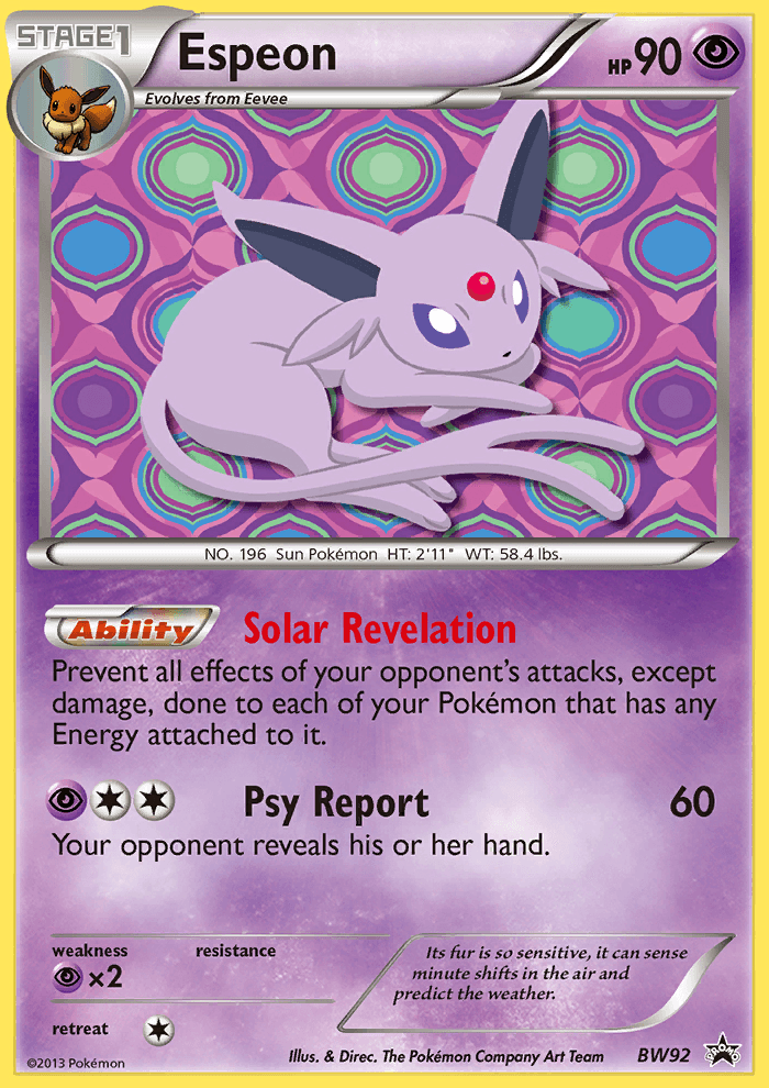 Black & White: Black Star Promos, Black Star Promo, BW92, Holofoil, Psychic, Psychic[×2] Espeon (BW92) [Black & White: Black Star Promos] - Trading Card World