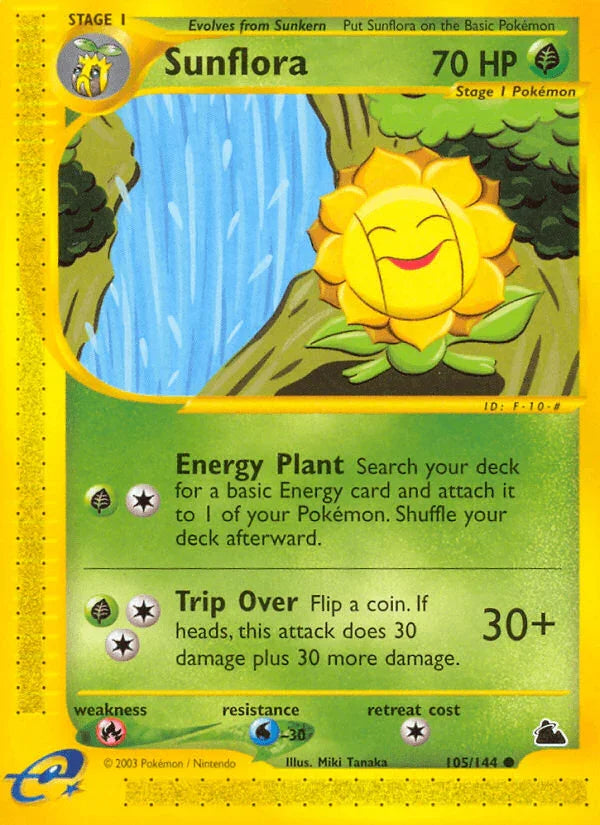 105, Common, Fire[×2], Grass, Normal, Reverse Holofoil, Skyridge, Water[-30] Sunflora (105/144) [Skyridge] - Trading Card World