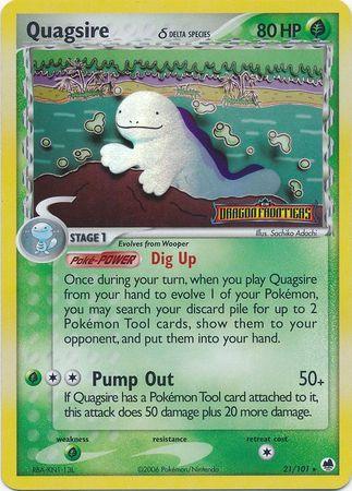 21, EX: Dragon Frontiers, Grass, Grass[×2], Rare, Reverse Holofoil Quagsire (21/101) (Delta Species) (Stamped) [EX: Dragon Frontiers] - Trading Card World