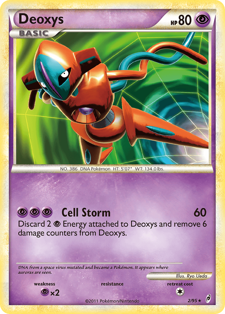 HeartGold & SoulSilver: Call of Legends, Holo Rare, Holofoil, Psychic, Psychic[×2], Reverse Holofoil Deoxys (2/95) [HeartGold & SoulSilver: Call of Legends] - Trading Card World