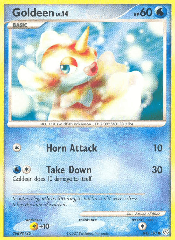 84, Common, Diamond & Pearl: Base Set, Lightning[+10], Normal, Reverse Holofoil, Water Goldeen (84/130) [Diamond & Pearl: Base Set] - Trading Card World