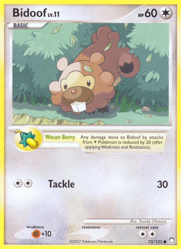 73, Colorless, Common, Diamond & Pearl: Mysterious Treasures, Fighting[+10], Normal, Reverse Holofoil Bidoof (73/123) [Diamond & Pearl: Mysterious Treasures] - Trading Card World