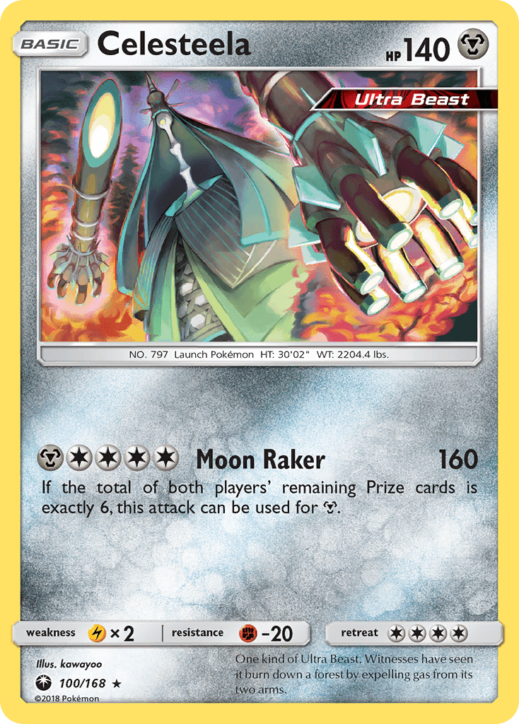 100, Fighting[-20], Holo Rare, Holofoil, Lightning[×2], Metal, Reverse Holofoil, Sun & Moon: Celestial Storm Celesteela (100/168) [Sun & Moon: Celestial Storm] - Trading Card World