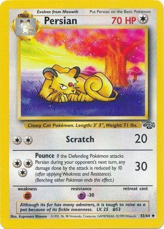 42, Colorless, Fighting[×2], Jungle Unlimited, Normal, Psychic[-30], Uncommon Persian (42/64) [Jungle Unlimited] - Trading Card World