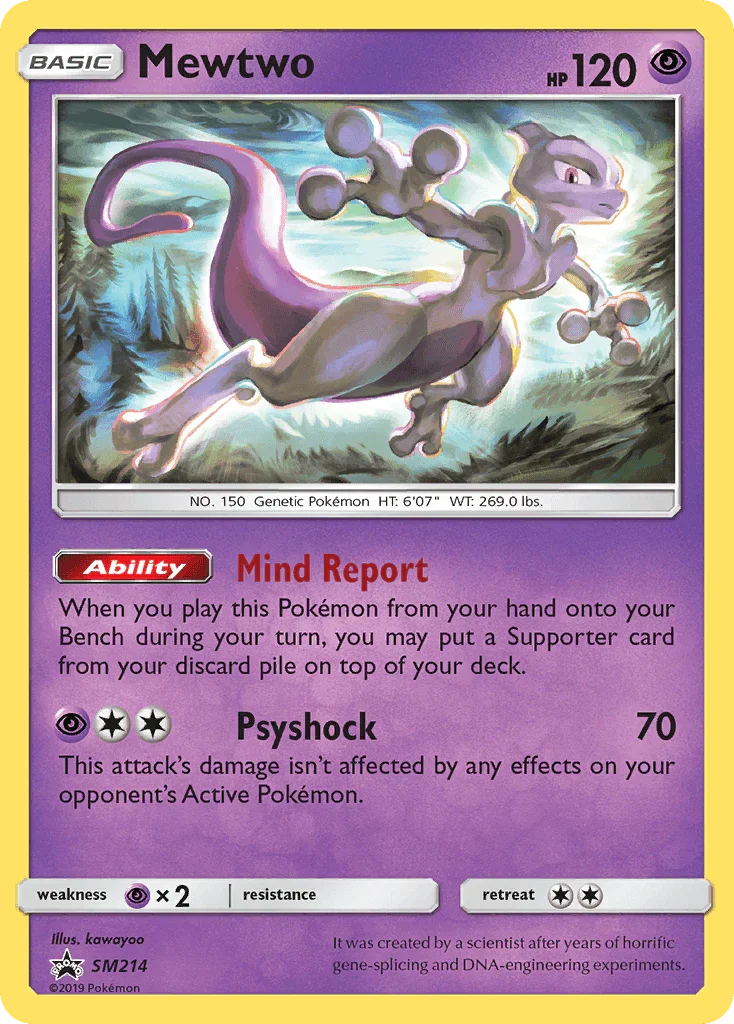 Black Star Promo, Holofoil, Psychic, Psychic[×2], SM214, Sun & Moon: Black Star Promos Mewtwo (SM214) [Sun & Moon: Black Star Promos] - Trading Card World