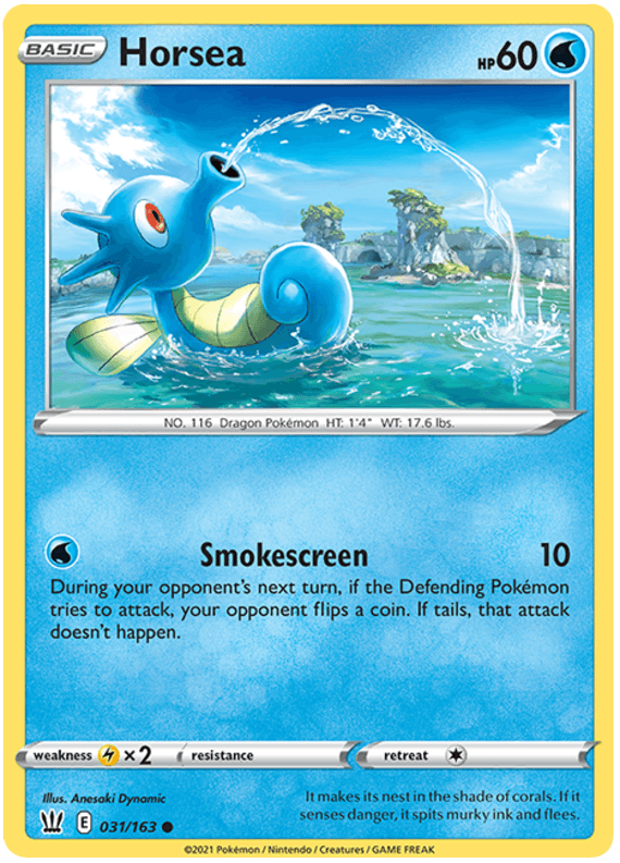 031, Common, Lightning[×2], Normal, Reverse Holofoil, Sword & Shield: Battle Styles, Water Horsea (031/163) [Sword & Shield: Battle Styles] - Trading Card World