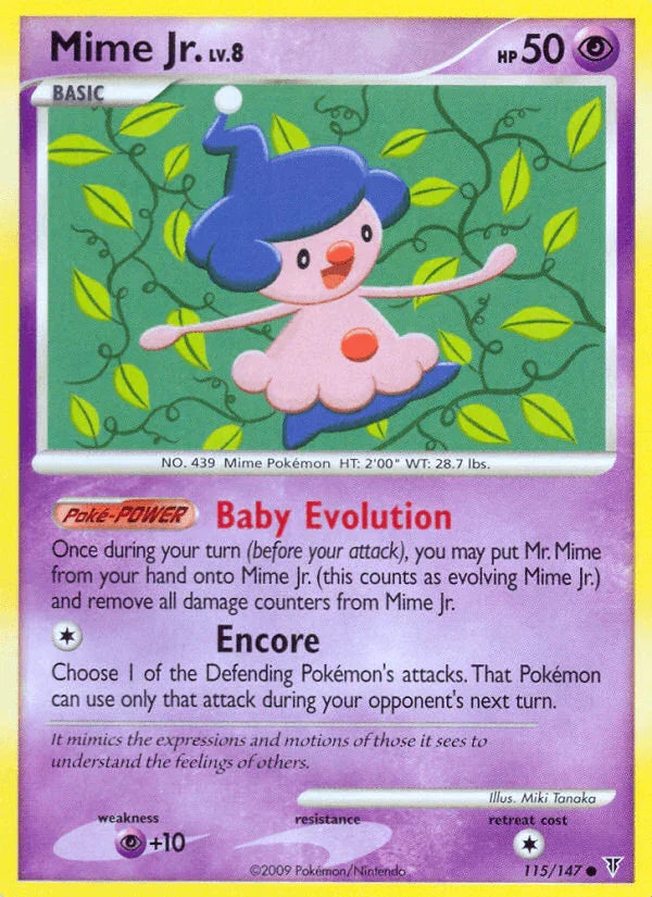 115, Common, Normal, Platinum: Supreme Victors, Psychic, Psychic[+10], Reverse Holofoil Mime Jr. (115/147) [Platinum: Supreme Victors] - Trading Card World