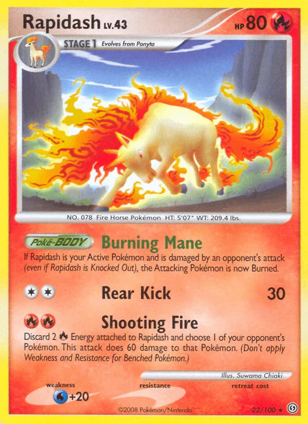 22, Diamond & Pearl: Stormfront, Fire, Normal, Rare, Reverse Holofoil, Water[+20] Rapidash (22/100) [Diamond & Pearl: Stormfront] - Trading Card World