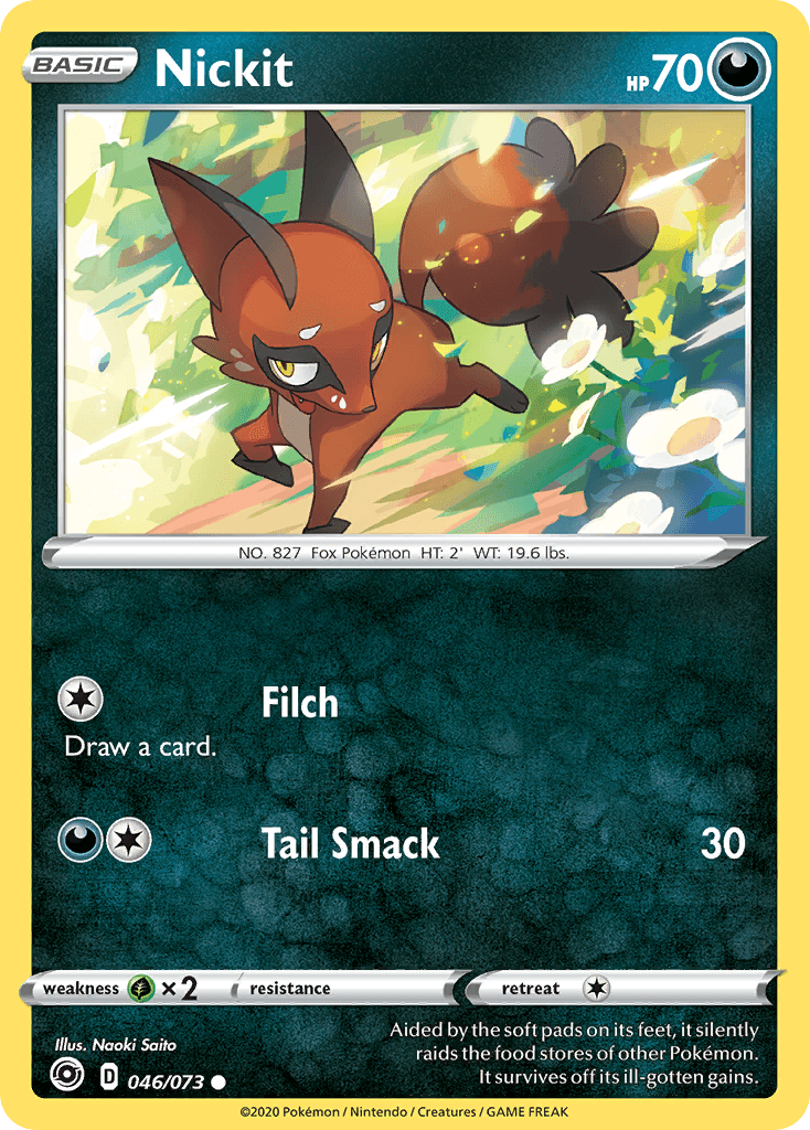 046, Common, Darkness, Grass[×2], Normal, Reverse Holofoil, Sword & Shield: Champion's Path Nickit (046/073) [Sword & Shield: Champion's Path] - Trading Card World