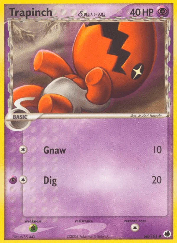 68, Common, EX: Dragon Frontiers, Grass[×2], Normal, Psychic Trapinch (68/101) (Delta Species) [EX: Dragon Frontiers] - Trading Card World
