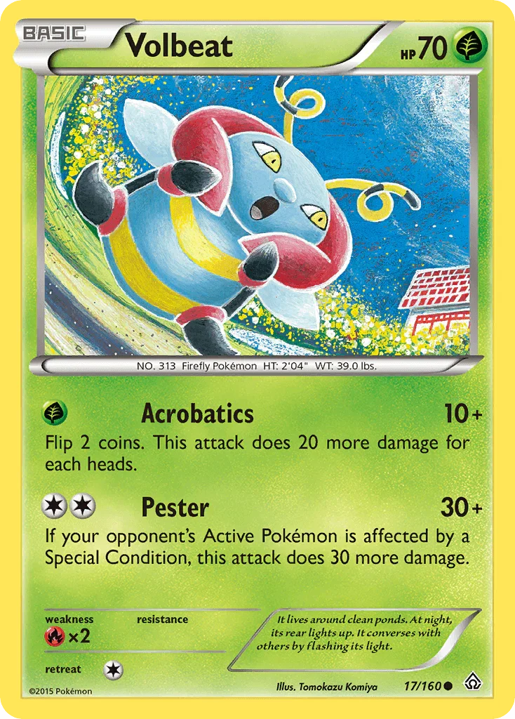 17, Common, Fire[×2], Grass, Normal, Reverse Holofoil, XY: Primal Clash Volbeat (17/160) [XY: Primal Clash] - Trading Card World