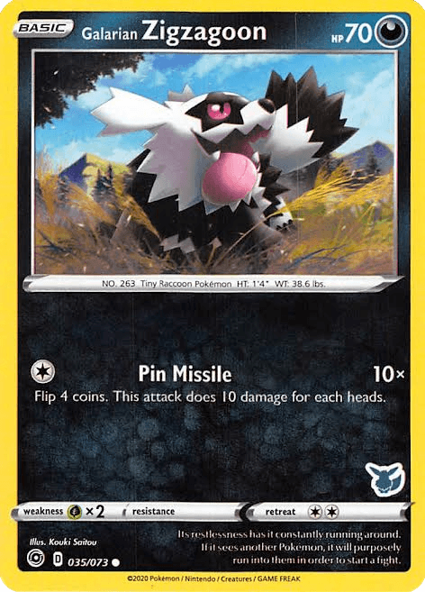 035, Battle Academy 2022, Common, Darkness, Grass [x2], Normal Galarian Zigzagoon (035/073) (Eevee Deck) [Battle Academy 2022] - Trading Card World